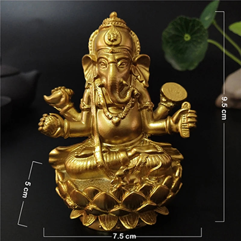 statue ganesha bronze détaillée motifs traditionnels bouddhiste artisanat décoration intérieure figure éléphant