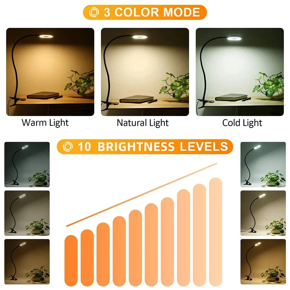 lampe led flexible pince usb noir moderne interrupteur tactile rechargeable 360degrotation chargeusb