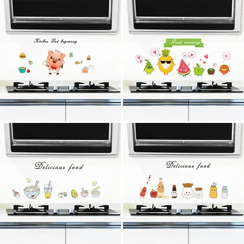 sticker mural cartoon multicolore résistant chaleur cuisine anti fouling pvc adhésif 30x90cm 60x90cm