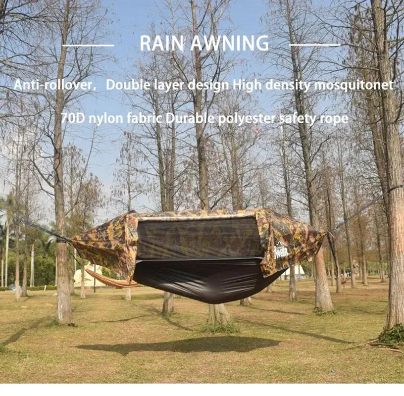 hamac camouflage imperméable moustiquaire sac rangement vert olive pratique sécurité camping adultes