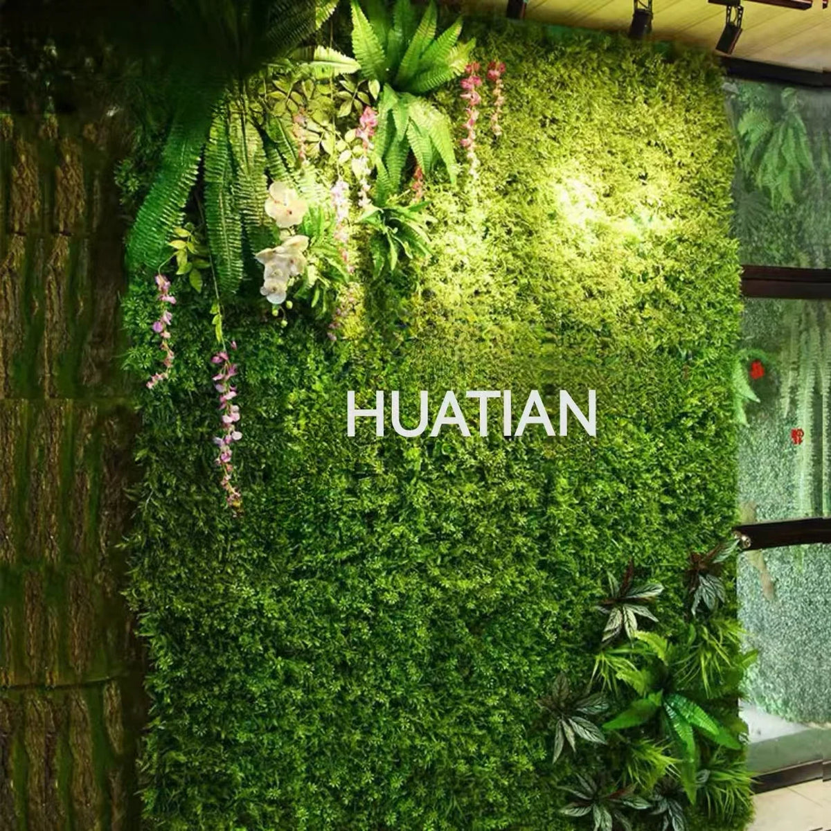 décoration murale extérieure verte panneau végétal moderne naturel feuilles mousse herbe artificielle accrochable exposition