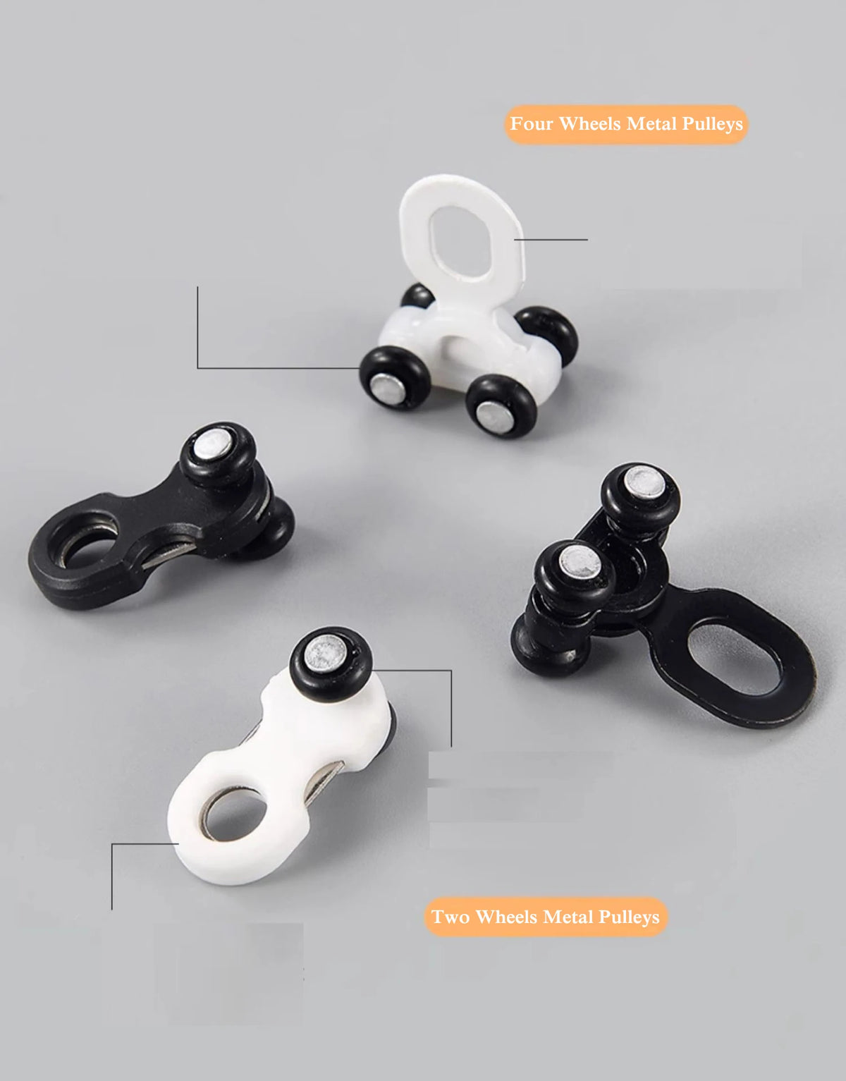pulies rideau métal blanc noir moderne roulettes coton chanvre accessoire volet amovible