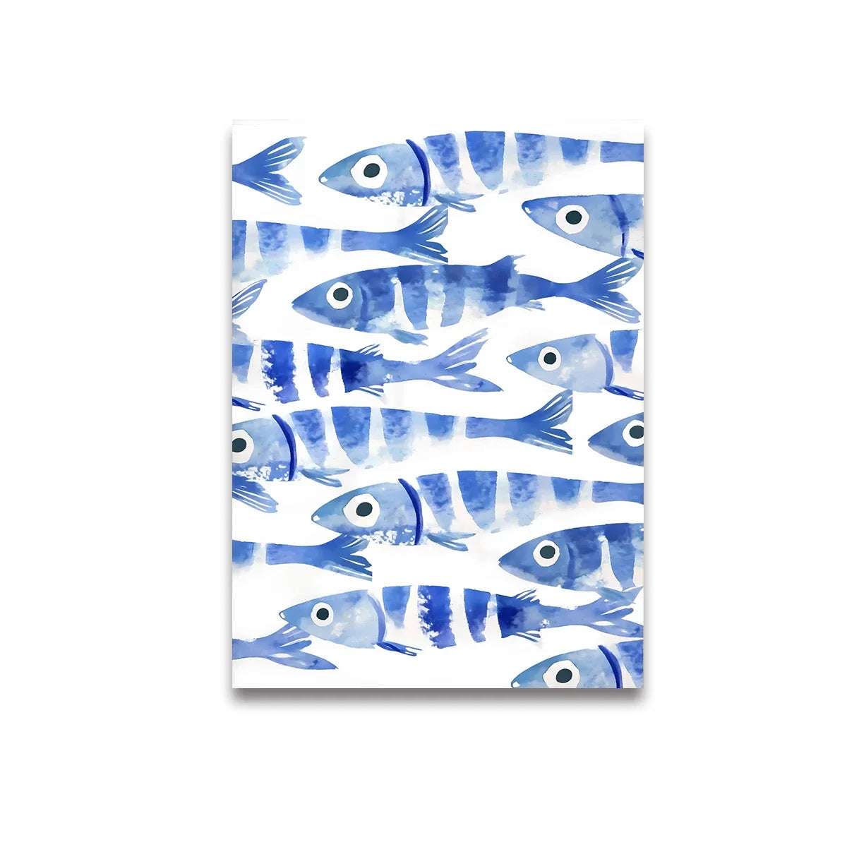 peinture toile poissons stylisés bleu moderne décoration salon animal compagnie