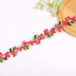 ruban decoratif brode fleurs motifs floraux couleur rouge rose vert blanc jaune solvable eau