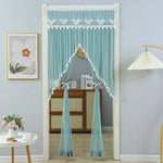 rideau dentelle transparent blanc bleu clair franges classique romantique fenêtre auto agrippante