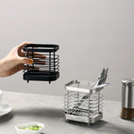 rangement couverts argenté noir fourchettes cuillères couteaux support cuisine barreaux horizontal vertical moderne minimaliste