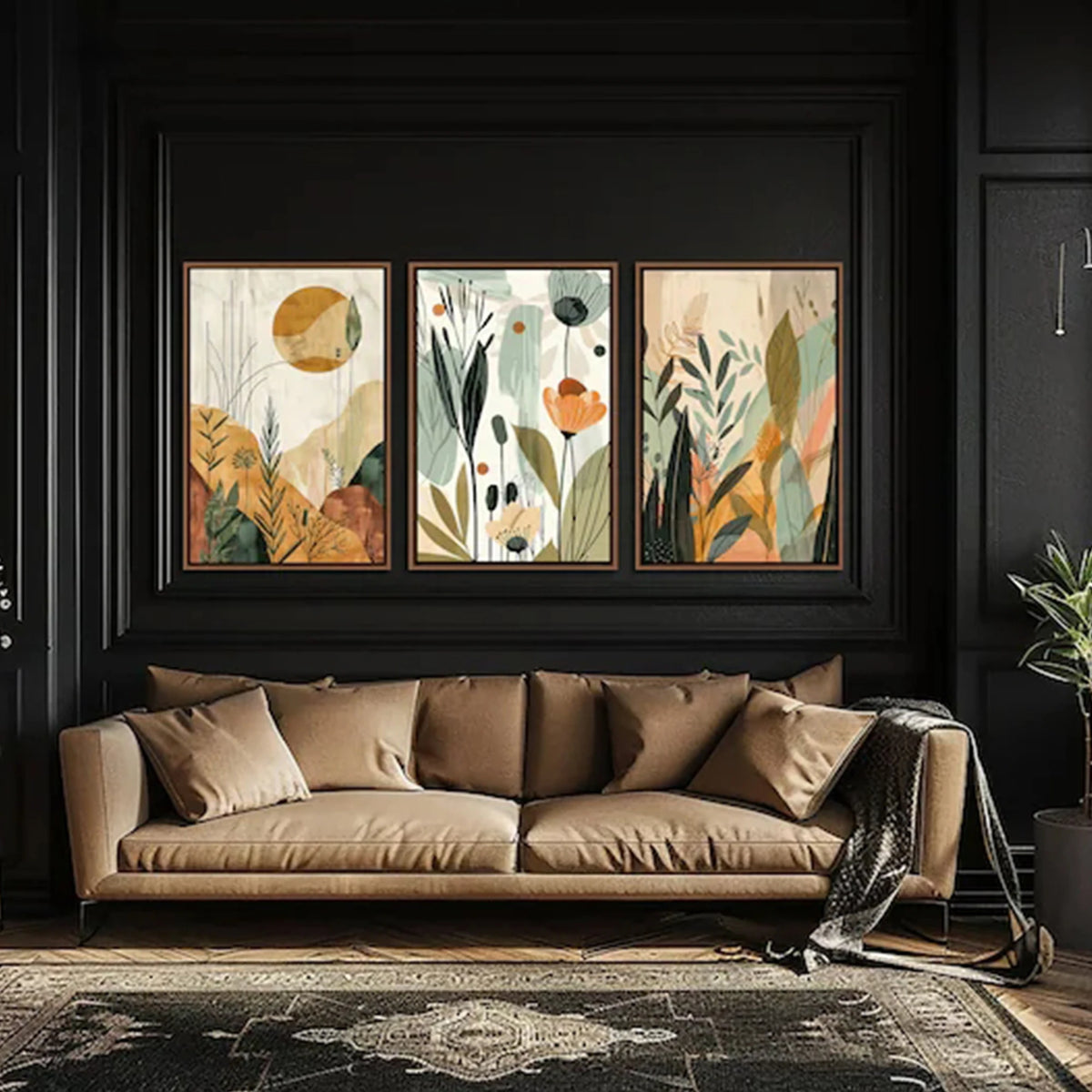 affiches contemporaines abstraites florales multicolores décoration murale chambre salon