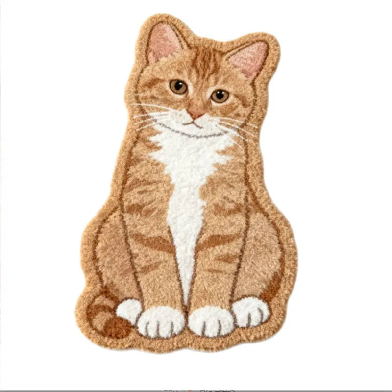 tapis acrylique antidérapant chat orange blanc moderne chambre salle bain porte sol