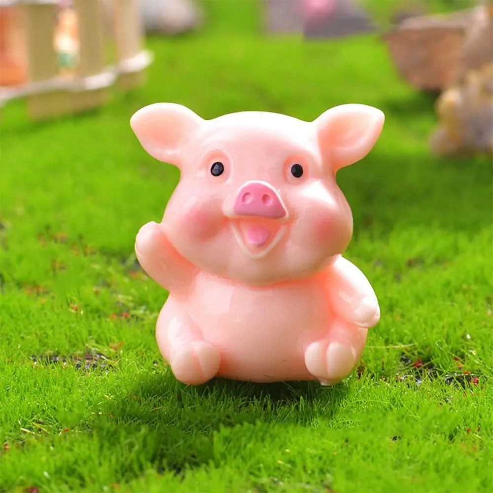 figurines animaux zodiaque résine finition mat cartoon mignon couleurs vives yeux noirs sourire rose