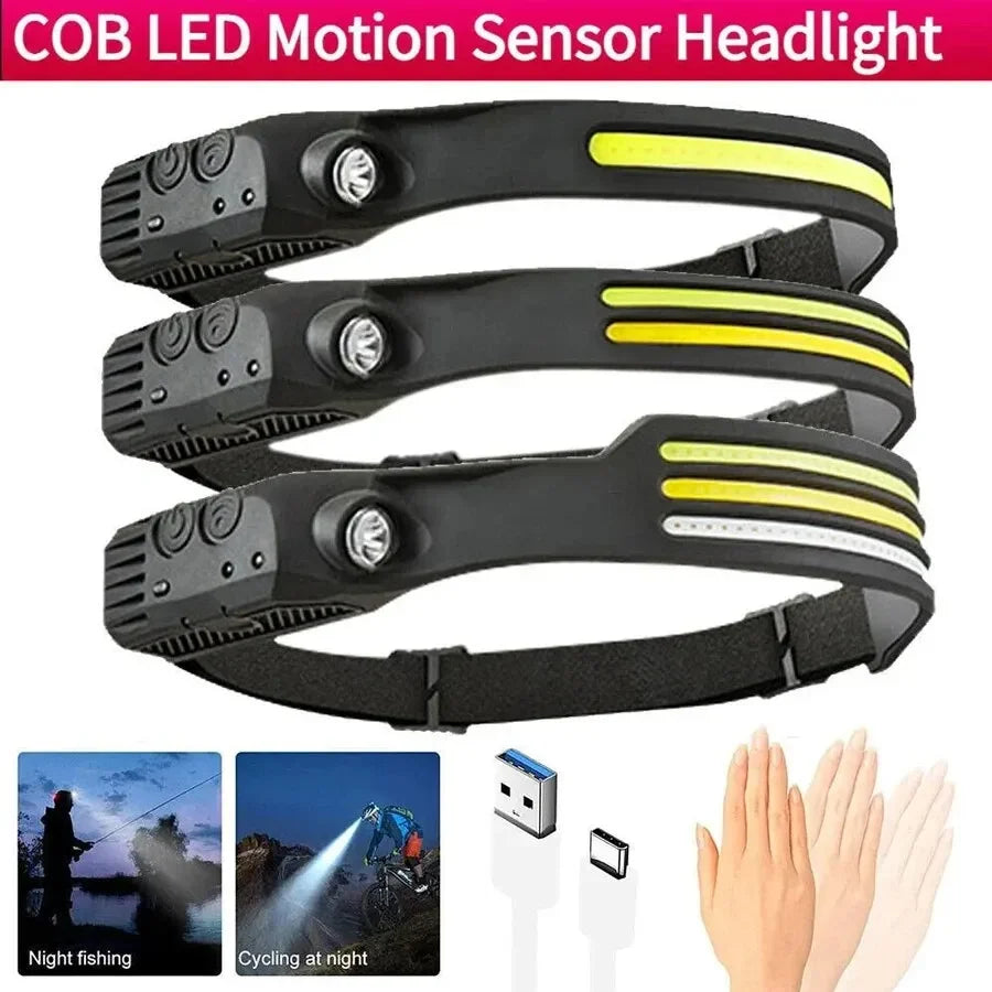 lampe frontale led rechargeable usb torche super brillante noir jaune sportive ceinture ajustable