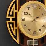 horloge murale moderne or marron chiffres géométriques cerf décoration salle