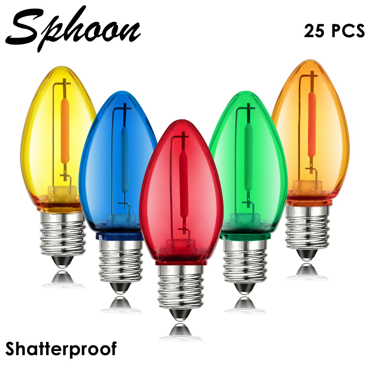 ampoules led c7 multicolore jaune bleu rouge vert orange transparentes modernes ip44 étanche 1w