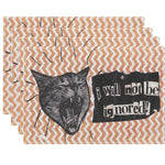 serviettes table illustratives moderne chats motifs géométriques beige noir gris orange rose