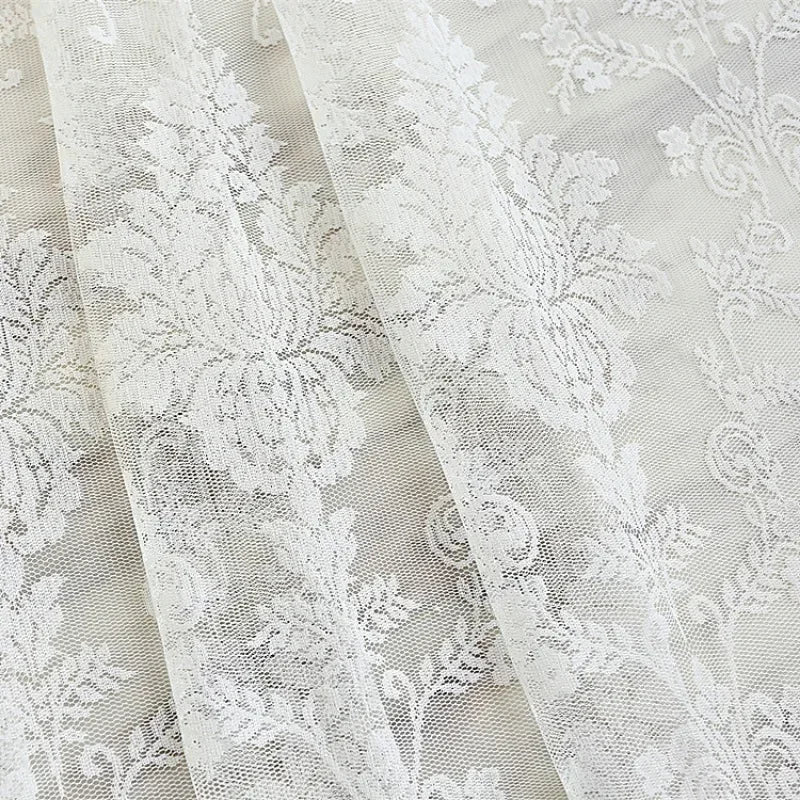 rideau blanc gris transparent broderie florale classique tassel maison polyester