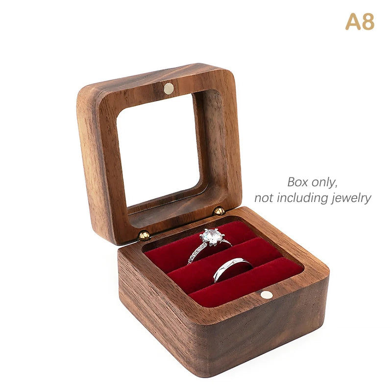 boîtes bijoux bois foncé coffret rangement classique coussin intérieur vis anneaux emballage présentation mariage