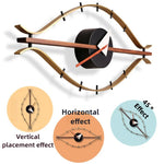 horloge murale moderne or noir bois quartz aiguille minimaliste lignes courbesDecorationMuraleSalleToileUnique