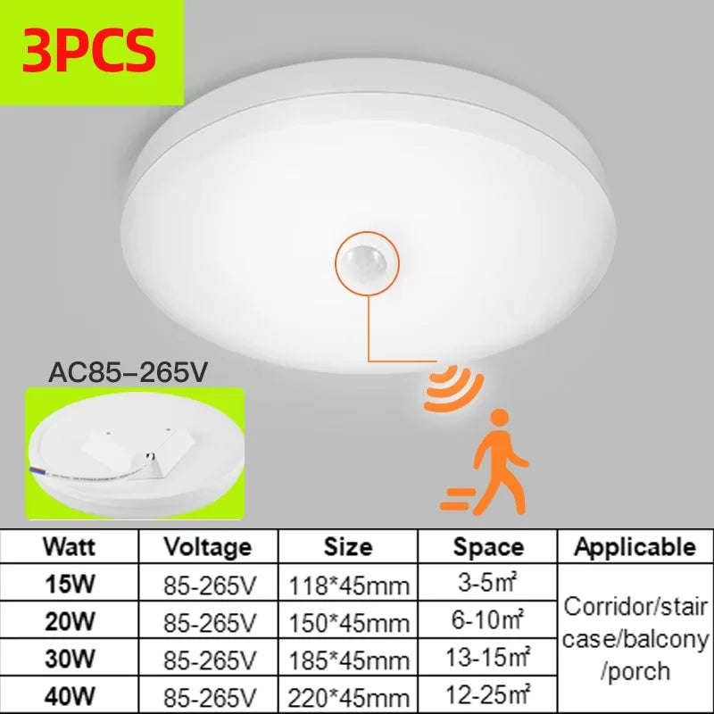 luminaire plafonnier led blanc rond detecteur mouvement couloir garage escalier
