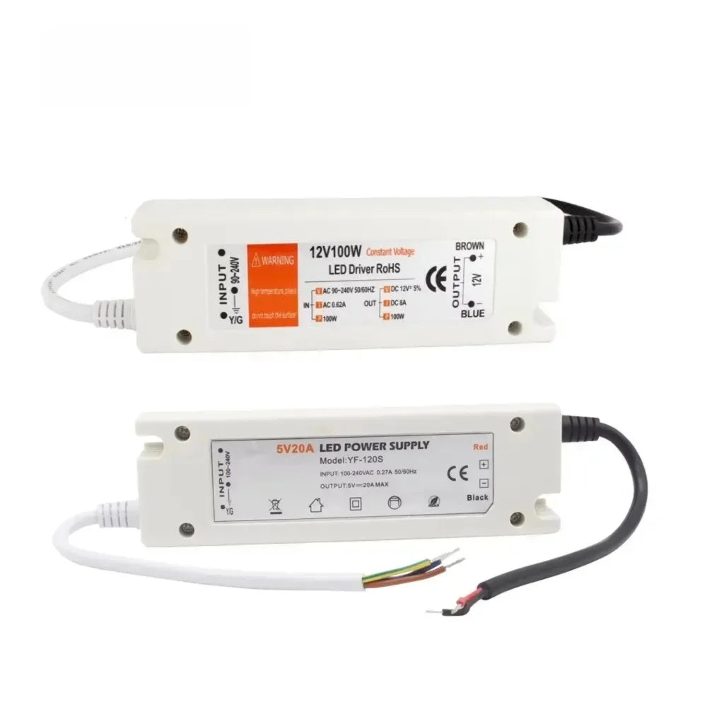 alimentation led 12v 100w 5v 100w 72w blanc bleu modernes transformateurs éclairage câbles certifications