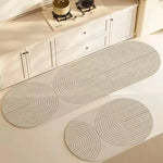 tapis sol antidérapant polyester rayé moderne salle bain cuisine beige gris clair absorbant rapide