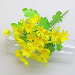 bouquet artificiel fleurs simples feuilles vertes moderne décoration intérieure opacité bleu rose jaune vert
