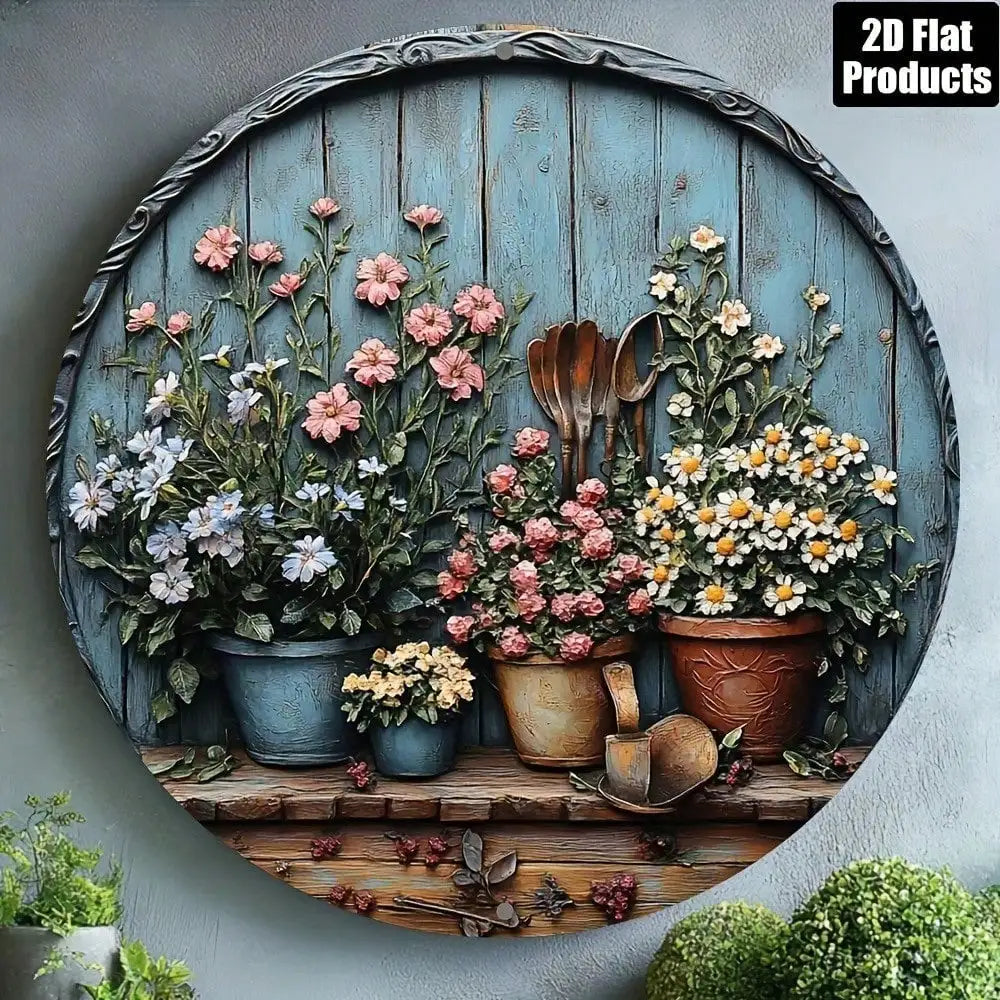 tableau mural floral bois opaque couleur bleue marron verte blanche rose jaune 20cm