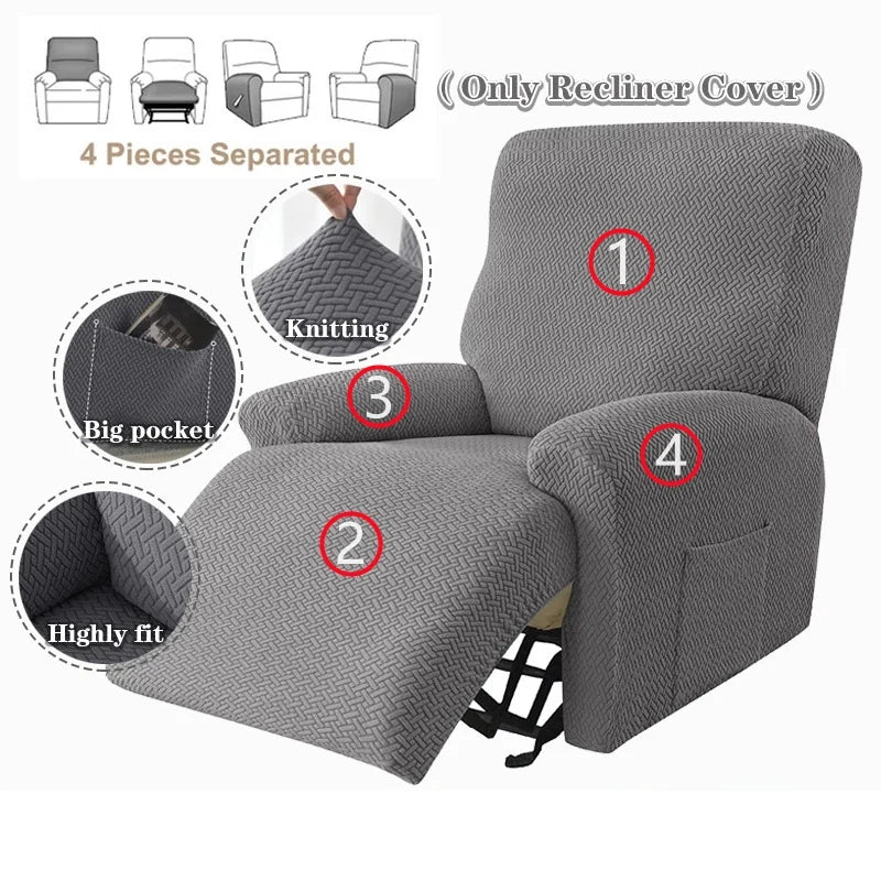 housse fauteuil inclinable gris clair motif géométrique élastique poche canapé moderne