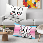 taie d'oreiller imprimée chat dessin animé cute kawaii suspension blanc rose bleu cartoon decorative