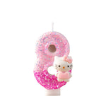bougies numériques forme chiffres rose pailletées décoratives enfantine hello kitty argentées festive