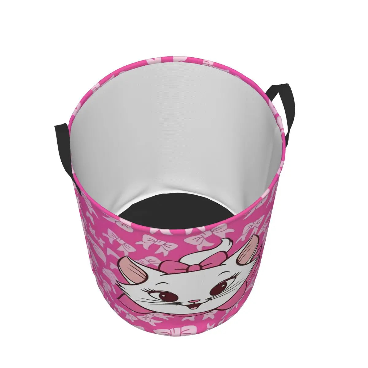 panier rangement pliable motif chat rose blanc linge jouets enfant coton