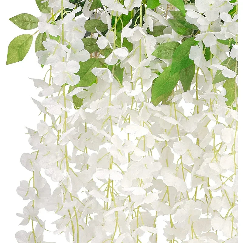 guirlande artificielle fleurs violet blanc moderne décoration intérieure mariage anniversaire baby shower pendaison crémaillère