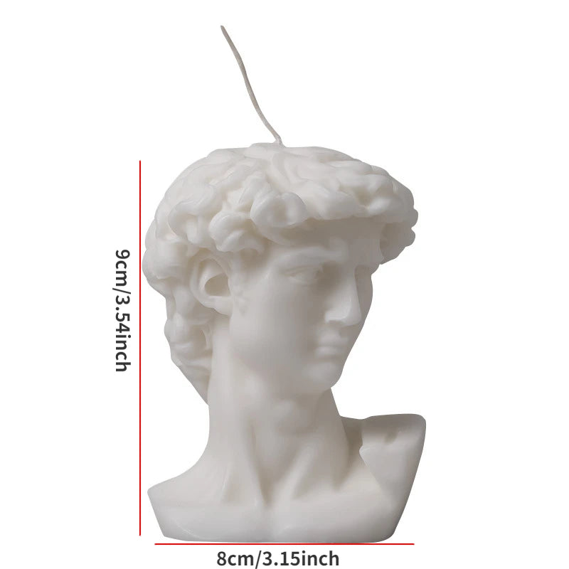 bougies blanc sculpture tête masculine bougie coquille classique moderne fil cire