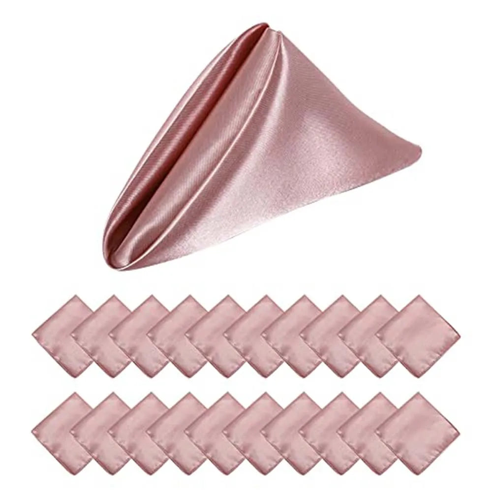 serviettes table rose pâle bleu royal beige clair modernes 12 pièces satinées polyester