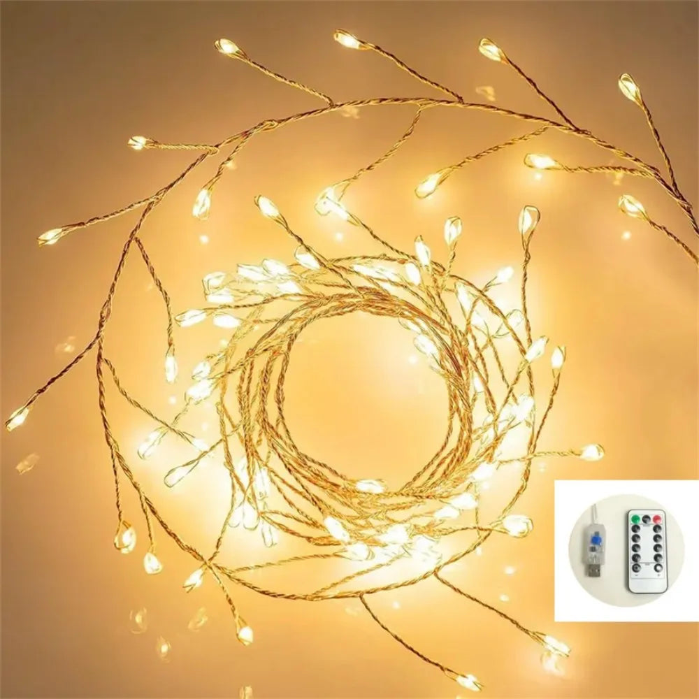 guirlande lumineuse noël multicolore doré blanc chaud led fil cuivre moderne télécommande ajustement luminosité