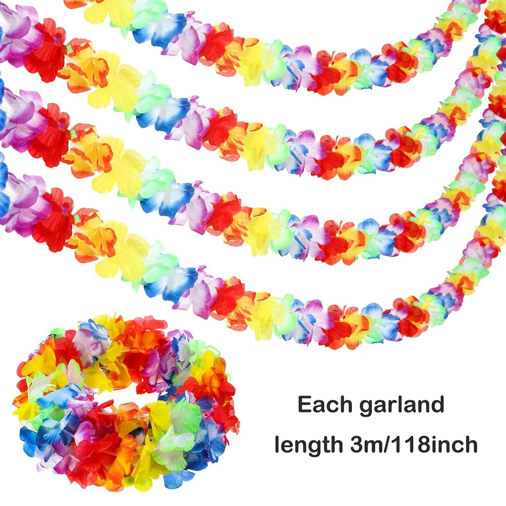 guirlande fleurs artificielles multicolores décoration tropicale hawaïenne anniversaire mariage extérieur maison 3m