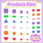 sticker géométrique mousse adhésif créatif enfantin 600 pièces formes rouges verts bleus violet orange