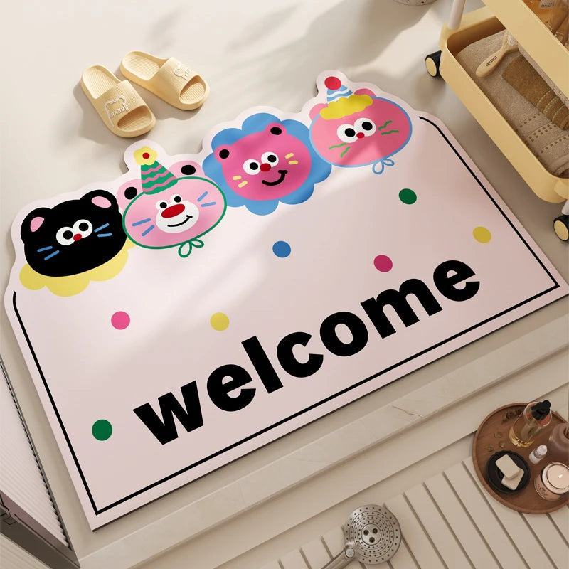 tapis bain enfantin motif personnage mignon accueil porte salle bain doux antidérapant moderne