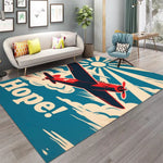 tapis rétro avion carte boussole moderne salon beige noir bleu rouge vert gris vintage