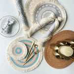 assiettes boho chic mandala feuilles points franges reutilisables antiderapantes isolation thermique respectueux environnement
