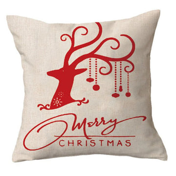 taies d'oreiller lin motif noël rouge cerfs flocons décoration maison festive 45x45cm respectueux environnement