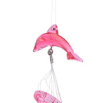cloche vent moderne résine bleu rose violet motifs floraux opaques