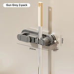 porte balai mural moderne clips fixation balai poignée brosse papier toilette gris beige blanc