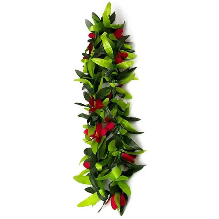 guirlande florale artificielle feuilles vertes fleurs blanches rouges jaunes occasion fête anniversaire noël mariage