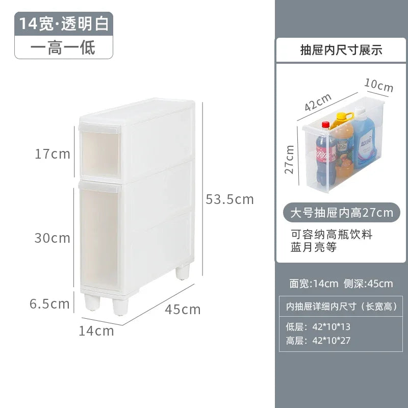 meuble rangement modulaire blanc boîtes transparentes roulettes organisation maison moderne