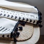 rideau boho chic motif géométrique franges noires coton opaque beige noir chambre salon