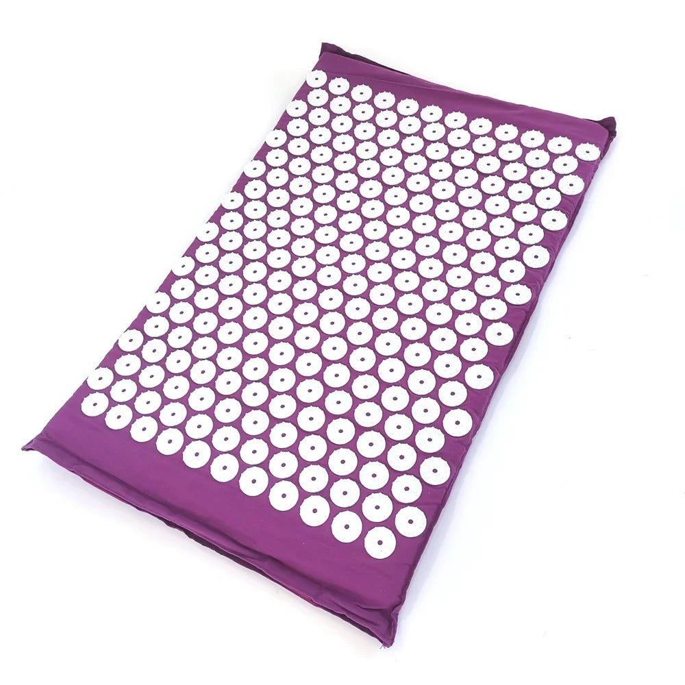 tapis massage acupuncturé violet bleu marine vert rondelles blanches moderne sac rangement