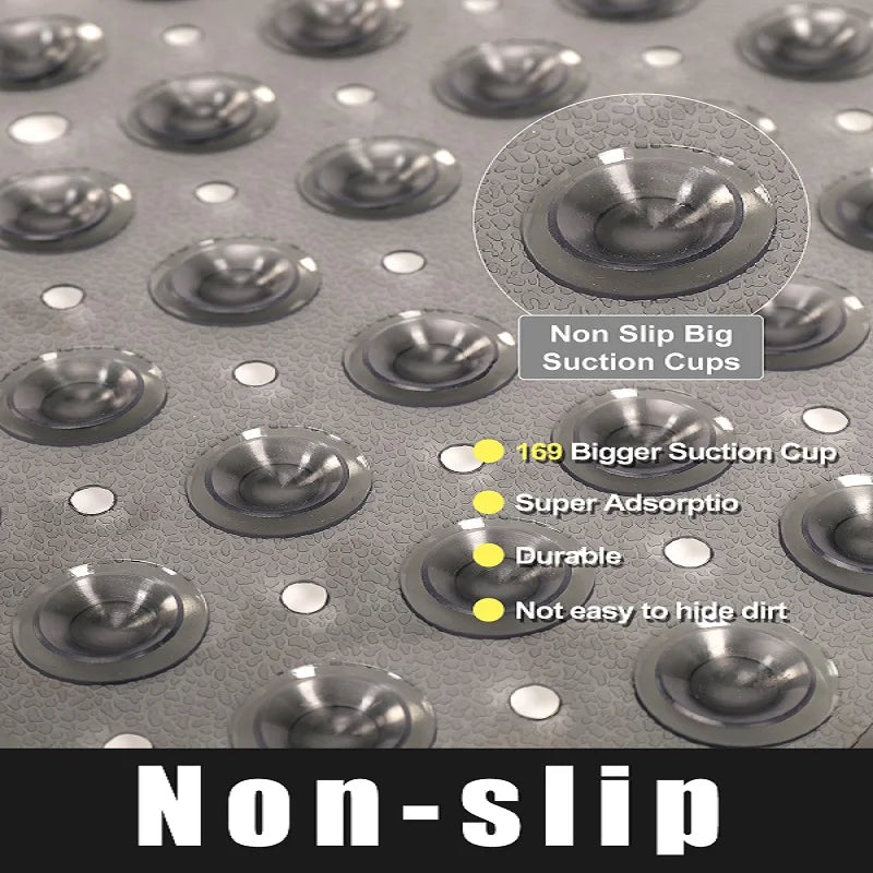 tapis bain antidérapant gris moderne perforations taches blanches opacité suction lavable machine