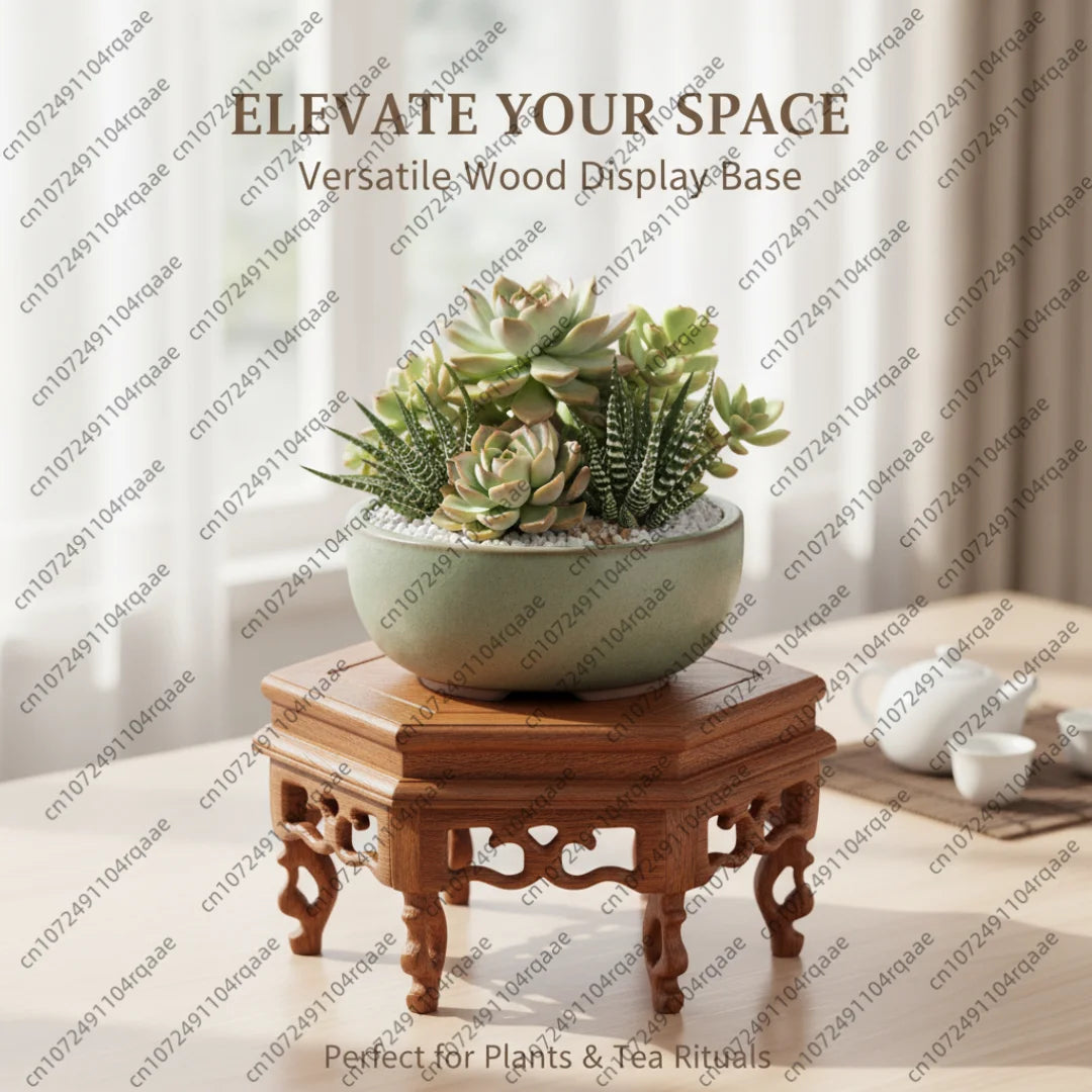 présentoir bois artisanal support plantes sculpture marron décor intérieur extérieur étagère jardin