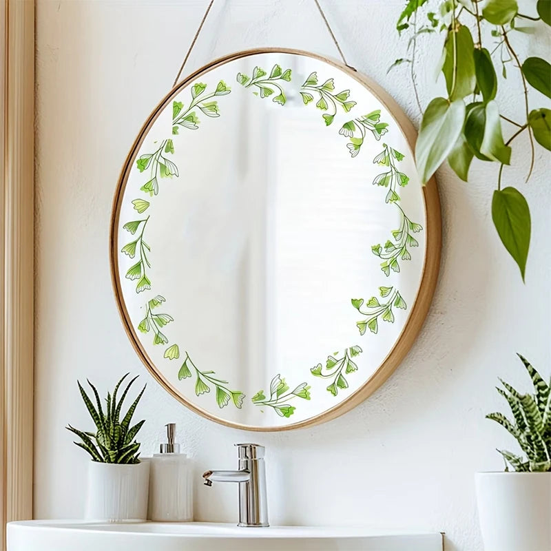 miroir adhésif moderne fleurs tulipes roses pivoines feuilles branches noir doré blanc