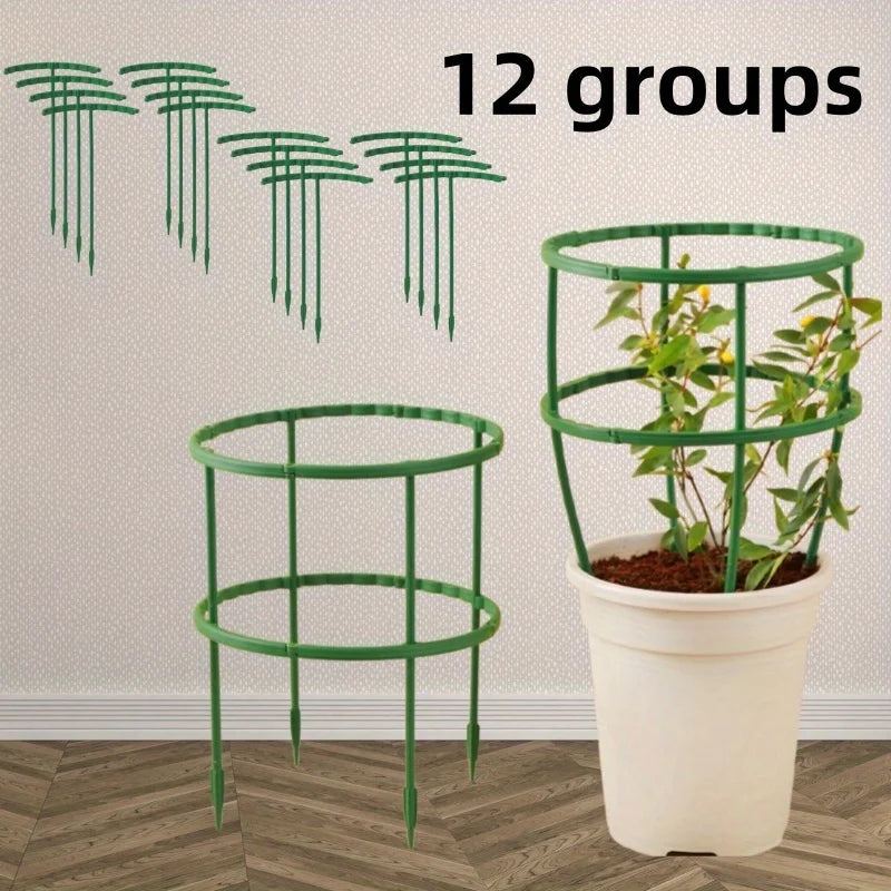 supports plantes pots fleurs vert plastique lisse minimaliste fonctionnels piquets terreau arcs tiges assemblage