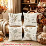 housses coussins décoratives automnales motif fleurs séchées blanc beige 40x40cm 45x45cm 50x50cm 60x60cm polyester